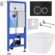 Унитаз с инсталляцией Roxen StounFix Slim 506495 с унитазом 530185-02 с кнопкой Santi 410260B