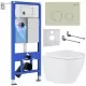 Унитаз с инсталляцией Roxen StounFix Slim 966195 с унитазом 530185-02 и с клавишей Santi 410260BG