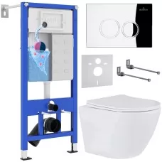 Унитаз с инсталляцией Roxen StounFix Slim 508565 с унитазом 530185-01 с кнопкой Santi 410260CH 