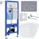 Унитаз с инсталляцией Roxen StounFix Slim 966055 с унитазом 530185-02 и с клавишей Santi 410260DG
