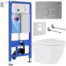 Унитаз с инсталляцией Roxen StounFix Slim 530326 с унитазом 530185-02 с кнопкой Santi 410260M 