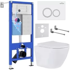 Унитаз с инсталляцией Roxen StounFix Slim 501057 с унитазом 530185-01 с клавишей Santi 410260W