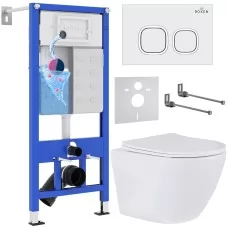 Унитаз с инсталляцией Roxen StounFix Slim 533395 с унитазом 530185-01 с кнопкой Santi 410280W