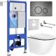 Унитаз с инсталляцией Roxen StounFix Slim 964894 с унитазом 530110-01B и с клавишей Steel 420260G 