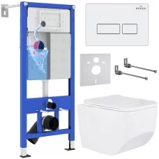 Унитаз с инсталляцией Roxen StounFix Slim 577353 с унитазом 530145-01 с кнопкой Caspia 410280W