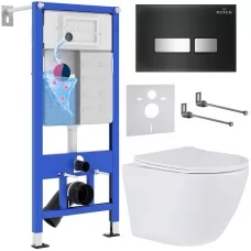 Унитаз с инсталляцией Roxen StounFix Slim 642915 с унитазом 530185-01 с кнопкой Glass 430280B