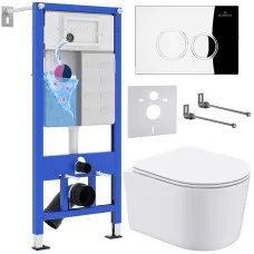 Унитаз с инсталляцией Roxen StounFix Slim 913681 с унитазом 530120-01 с кнопкой Santi 410260CH