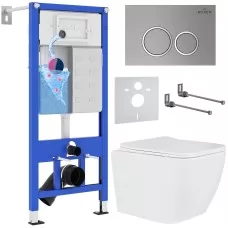 Унитаз с инсталляцией Roxen StounFix Slim 530473 с унитазом 530135-01 с кнопкой Santi 410260M 