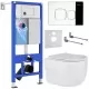 Унитаз с инсталляцией Roxen StounFix Slim 551921 с унитазом 530155-01 с кнопкой Santi 410280CH