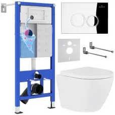 Унитаз с инсталляцией Roxen StounFix Slim 512989 с унитазом 530185-02 с кнопкой Santi 410260CH 