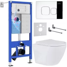Унитаз с инсталляцией Roxen StounFix Slim 546881 с унитазом 530185-01 с кнопкой Santi 410280CH