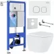 Унитаз с инсталляцией Roxen StounFix Slim 533876 с унитазом 530185-02 с кнопкой Santi 410280W