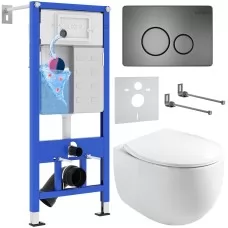 Унитаз с инсталляцией Roxen StounFix Slim 964237 с унитазом 530170-01 и с клавишей Steel 420260G