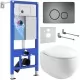 Унитаз с инсталляцией Roxen StounFix Slim 964237 с унитазом 530170-01 и с клавишей Steel 420260G
