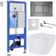 Унитаз с инсталляцией Roxen StounFix Slim 613423 с унитазом 530185-01 с кнопкой Steel 420280G
