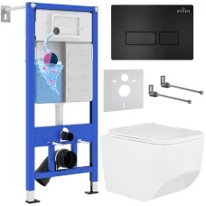 Унитаз с инсталляцией Roxen StounFix Slim 582388 с унитазом 530145-01 с кнопкой Caspia 410280B