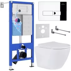 Унитаз с инсталляцией Roxen StounFix Slim 583589 с унитазом 530185-01 с кнопкой Caspia 410280CH