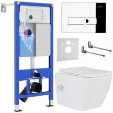 Унитаз с инсталляцией Roxen StounFix Slim 596716 с унитазом 530135-01X с кнопкой Caspia 410280CH