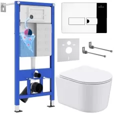 Унитаз с инсталляцией Roxen StounFix Slim 932469 с унитазом 530120-01 с кнопкой Caspia 410280CH