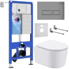 Унитаз с инсталляцией Roxen StounFix Slim 943570 с унитазом 530120-01 с кнопкой Caspia 410280M