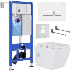 Унитаз с инсталляцией Roxen StounFix Slim 577477 с унитазом 530135-01X с кнопкой Caspia 410280W