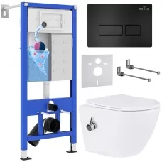 Унитаз с инсталляцией Roxen StounFix Slim 958156 с унитазом 530185-01Х с кнопкой Caspia 410280B