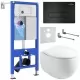 Унитаз с инсталляцией Roxen StounFix Slim 964195 с унитазом 530170-01 и с клавишей Caspia 410280B 