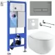 Унитаз с инсталляцией Roxen StounFix Slim 964210 с унитазом 530170-01 и с клавишей Caspia 410280M 