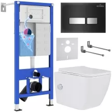 Унитаз с инсталляцией Roxen StounFix Slim 649838 с унитазом 530135-01X с кнопкой Glass 430280B