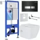 Унитаз с инсталляцией Roxen StounFix Slim 649838 с унитазом 530135-01X с кнопкой Glass 430280B