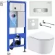 Унитаз с инсталляцией Roxen StounFix Slim 964407 с унитазом 530120-01 с кнопкой Glass 430280W