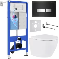 Унитаз с инсталляцией Roxen StounFix Slim 643669 с унитазом 530185-02 с кнопкой Glass 430280B
