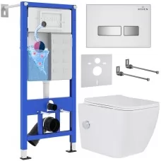 Унитаз с инсталляцией Roxen StounFix Slim 640526 с унитазом 530135-01X с кнопкой Glass 430280W​