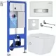 Унитаз с инсталляцией Roxen StounFix Slim 640526 с унитазом 530135-01X с кнопкой Glass 430280W