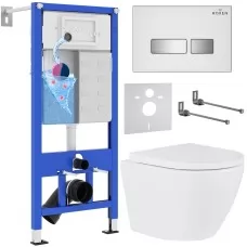 Унитаз с инсталляцией Roxen StounFix Slim 634261 с унитазом 530185-02 с кнопкой Glass 430280W​