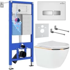 Унитаз с инсталляцией Roxen StounFix Slim 904965 с унитазом 530110-01G с кнопкой Glass 430280W​