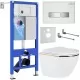 Унитаз с инсталляцией Roxen StounFix Slim 904965 с унитазом 530110-01G с кнопкой Glass 430280W
