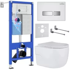 Унитаз с инсталляцией Roxen StounFix Slim 636623 с унитазом 530155-01 с кнопкой Glass 430280W​