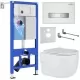Унитаз с инсталляцией Roxen StounFix Slim 636623 с унитазом 530155-01 с кнопкой Glass 430280W​