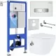 Унитаз с инсталляцией Roxen StounFix Slim 962866 с унитазом 530185-01Х с кнопкой Glass 430280W