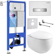 Унитаз с инсталляцией Roxen StounFix Slim 964245 с унитазом 530170-01 и с клавишей Glass 430280W