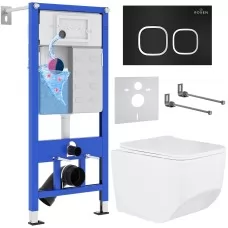 Унитаз с инсталляцией Roxen StounFix Slim 545698 с унитазом 530145-01 с кнопкой Santi 410280B