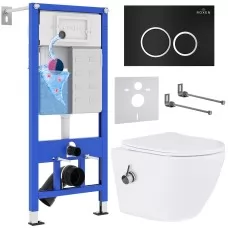 Унитаз с инсталляцией Roxen StounFix Slim 906342 с унитазом 530185-01Х с кнопкой Santi 410260B