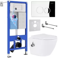Унитаз с инсталляцией Roxen StounFix Slim 926249 с унитазом 530185-01Х с кнопкой Santi 410260CH