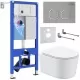 Унитаз с инсталляцией Roxen StounFix Slim 919136 с унитазом 530120-01 с кнопкой Santi 410280M