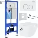 Унитаз с инсталляцией Roxen StounFix Slim 934445 с унитазом 530185-01Х с кнопкой Santi 410280W