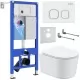 Унитаз с инсталляцией Roxen StounFix Slim 916803 с унитазом 530120-01 с кнопкой Santi 410280W