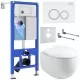 Унитаз с инсталляцией Roxen StounFix Slim 964008 с унитазом 530170-01 с кнопкой Santi 410260W
