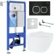 Унитаз с инсталляцией Roxen StounFix Slim 543169 с унитазом 530185-01 с кнопкой Santi 410280B