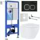 Унитаз с инсталляцией Roxen StounFix Slim 543489 с унитазом 530185-02 с кнопкой Santi 410280B